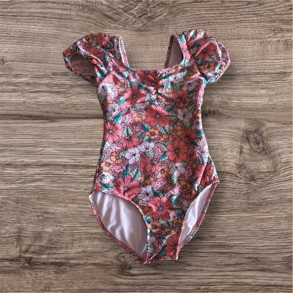 CAT & JACK Big Girls One Piece Floral Print Pink Swimwear | XL (14) - Picture 4 of 10